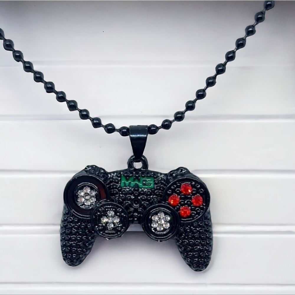 Black Video Game Controller Stainless Steel Necklace Novelty Pendant PS Jewelry
